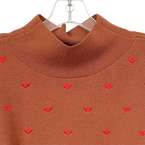 Anthropologie Maeve CARYS Mock Neck Sweater Womens Small Cedar Hearts Oversized - Picture 4 of 11